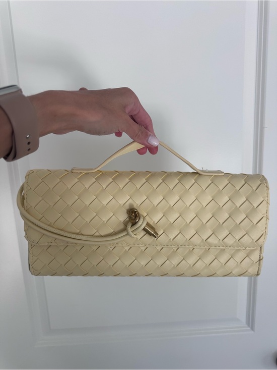 Handbags - Butter yellow woven clutch